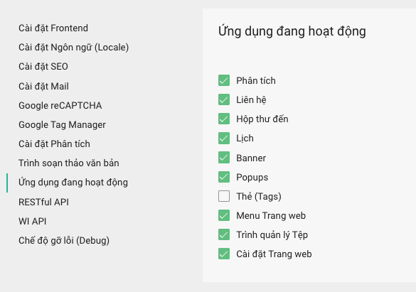 Danh sách ứng dụng đang hoạt động