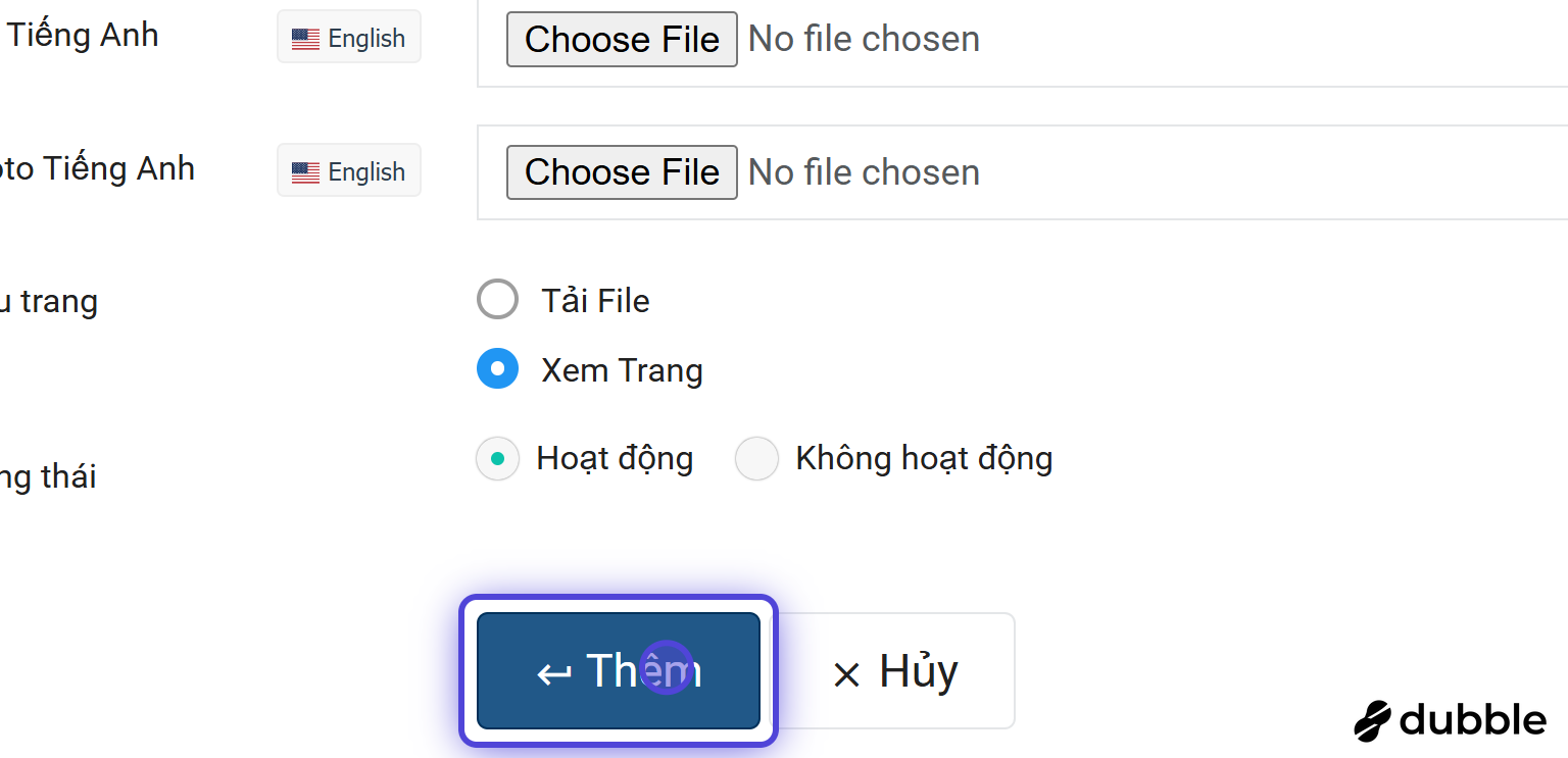 Chọn trạng thái trước khi lưu bài viết Công bố thông tin